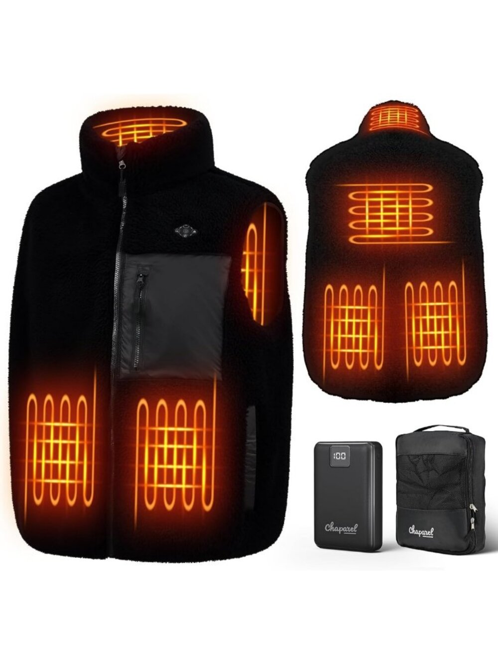Unisex Heated Vest with 16000mAh Battery Pack & Cozy Sherpa Fleece Lining